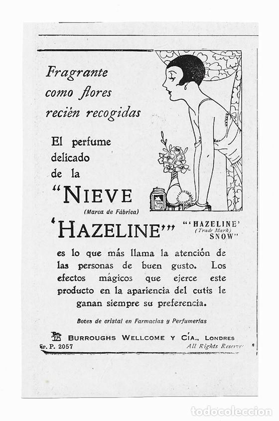 Cataloghi pubblicitari: RECORTE PUBLICIDAD *HAZELINE*, PERFUME FRAGRANTE COMO FLORES RECIEN RECOGIDAS - a&ntilde;os 30.