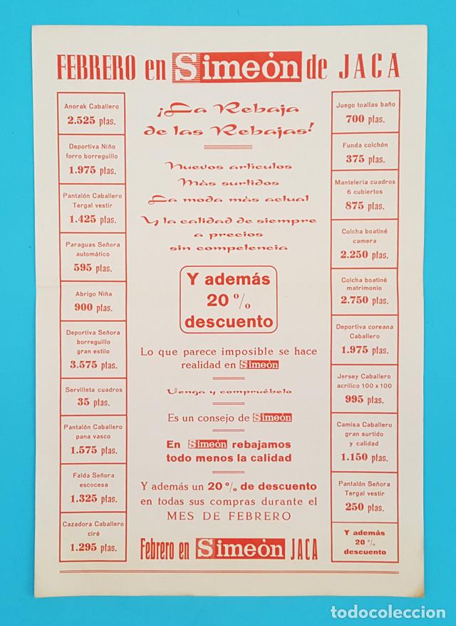 Werbekataloge: FOLLETO PUBLICIDAD FEBRERO EN SIMEON DE JACA A&Ntilde;OS 60 /70 32 X 22 CM, ALMACENES SIMEON