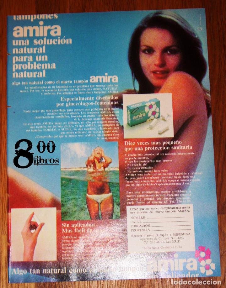 Werbekataloge: ANUNCIO - HOJA - PUBLICIDAD. TAMPONES AMIRA : Una soluci&oacute;n natural para un problema natural. - 1974
