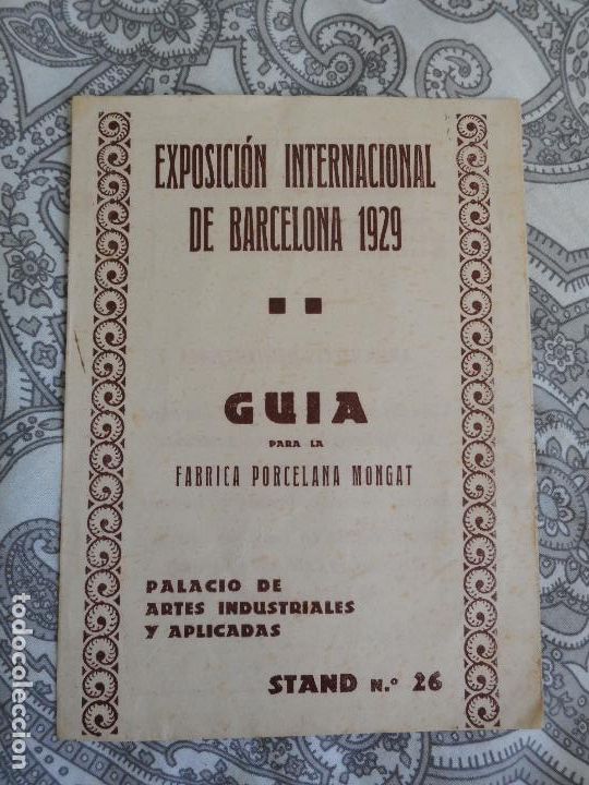 Cat&aacute;logos publicitarios: ANTIGUO TRIPTICO PUBLICITARIO.ARNO JAGER.FABRICA PORCELANA MONGAT. EXPOSICION BARCELONA 1929. TRENES