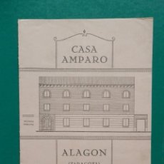 Catálogos publicitarios: ALAGÓN ZARAGOZA CASA AMPARO - BIFOLIO PUBLICITARIO ANTIGUO. Lote 282232258