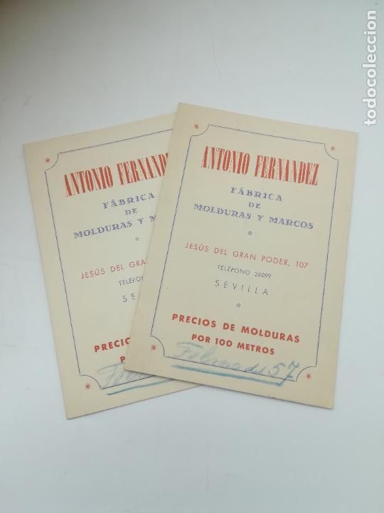 Advertising Catalogs: SEVILLA. FABRICA DE MOLDURAS ANTONIO FERN&Aacute;NDEZ. LISTA DE PRECIOS. A&Ntilde;OS 50. VER FOTOS