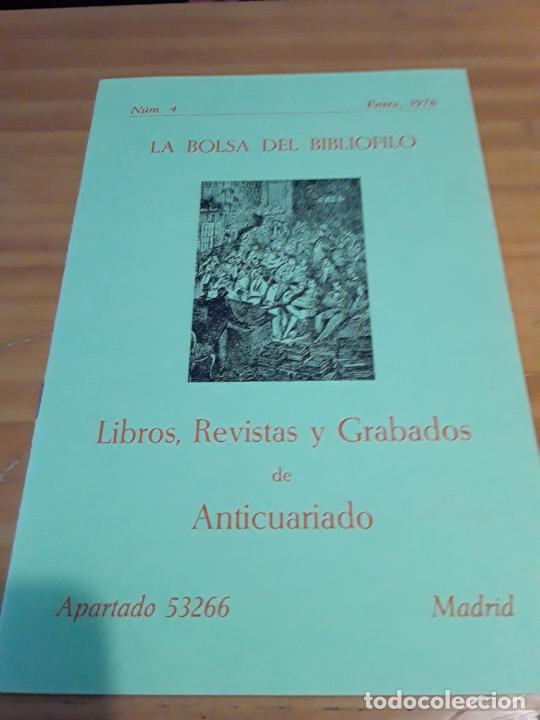 Werbekataloge: LA BOLSA DEL BIBLIOFILO.NUM.4.LIBROS,REVISTAS Y GRABADOS DE ANTICUARIO.ENERO 1978..
