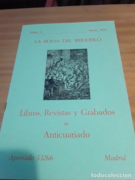 Werbekataloge: LA BOLSA DEL BIBLIOFILO.NUM.4.LIBROS,REVISTAS Y GRABADOS DE ANTICUARIO.ENERO 1978.