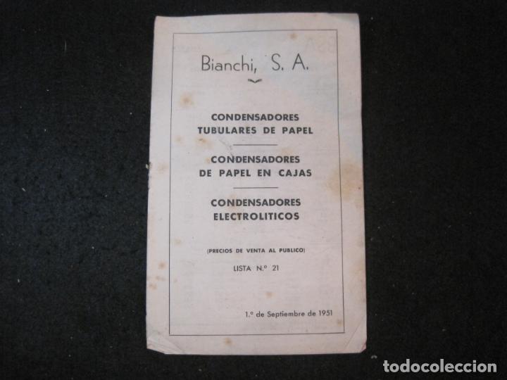 Catalogues publicitaires: BIANCHI S.A.-CONDENSADORES TUBULARES DE PAPEL-CATALOGO PUBLICIDAD-VER FOTOS-(K-3969)