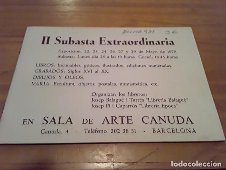 Catalogues publicitaires: II SUBASTA EXTRAORDINARIA EN SALA DE ARTE CANUDA.MAYO 1978.