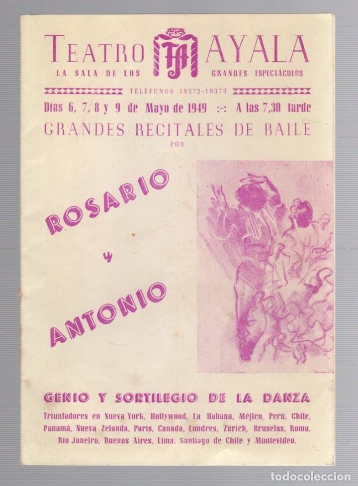 Catalogues publicitaires: PROGRAMA ACTUACION BAILARINES ROSARIO Y ANTONIO. TEATRO AYALA, BILBAO. A&Ntilde;O 1949