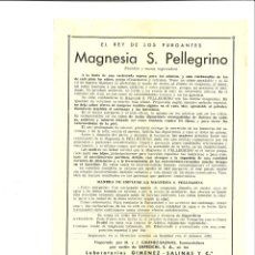 Catálogos publicitarios: MAGNESIA S. PELLEGRIMO. EL REY DE LOS PURGANTES.