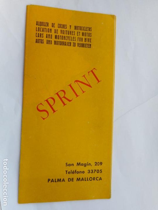 Cat&aacute;logos publicitarios: ANTIGUO FOLLETO.SPRINT.ALQUILER COCHES Y MOTOCICLETAS.MALLORCA. SEAT-VESPA