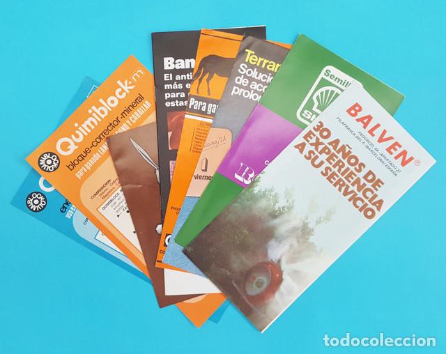 Werbekataloge: LOTE 8 FOLLETOS TEMA AGRICOLA GANADERO, SEMILLAS, MEDICINAS, VACUNAS, ETC. A&Ntilde;OS 70 + 1 REPE REGALO