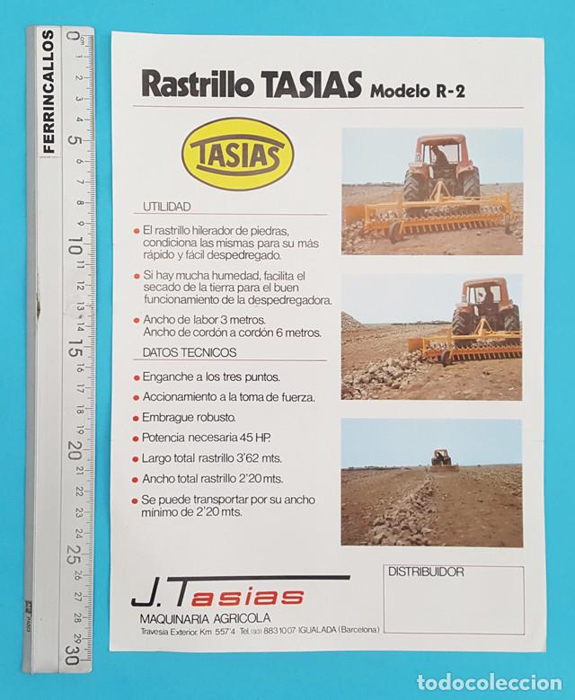 Werbekataloge: FOLLETO PUBLICIDAD MAQUINARIA AGRICOLA: RASTRILLO TASIAS MODELO R-2 IGUALADA 1976