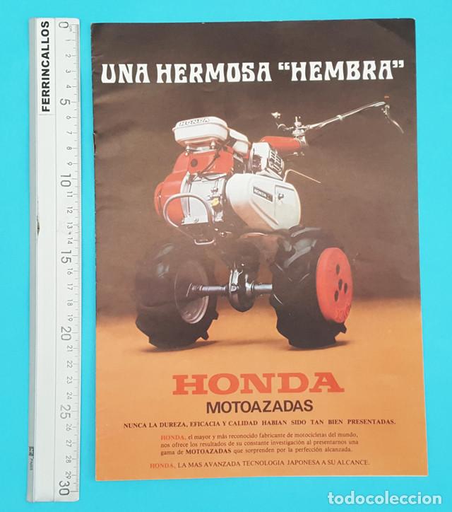 Werbekataloge: FOLLETO PUBLICIDAD MAQUINARIA AGRICOLA: HONDA MOTOAZADA UNA HERMOSA HEMBRA 1981 8 PAGINAS