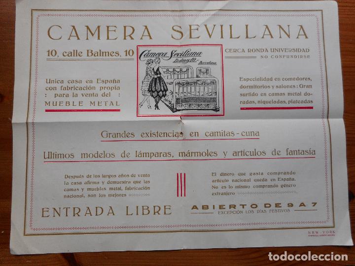 Cat&aacute;logos publicitarios: ANTIGUA PUBLICIDAD.CAMERA SEVILLANA.FABRICACION MUEBLES DE METAL.BARCELONA 1922