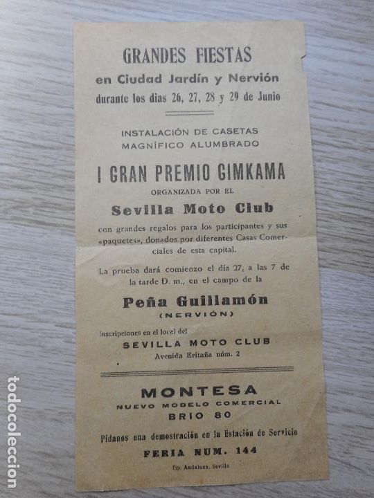 Cat&aacute;logos publicitarios: ANTIGUO PASQUIN.FIESTAS.CIUDAD JARDIN Y NERVION.SEVILLA MOTO CLUB.PE&Ntilde;A GUILLAMON.MONTESA