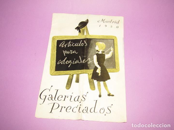 Cat&aacute;logos publicitarios: Antiguo Cat&aacute;logo de ART&Iacute;CULOS PARA COLEGIALES de GALERIAS PRECIADOS del A&ntilde;o 1950
