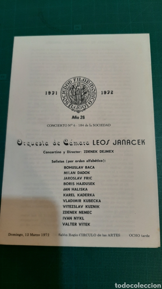 Werbekataloge: MUSICA ORQUESTA C&Aacute;MARA LEOS JANACEK 1972 CONCIERTO CURCULO ARTES LUGO