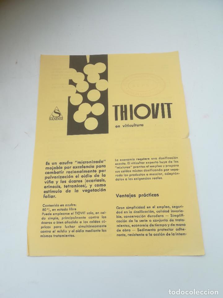 Catalogues publicitaires: PUBLICIDAD. THIOVIT EN VITICULTURA. SANDOZ. BASILEA, SUIZA.