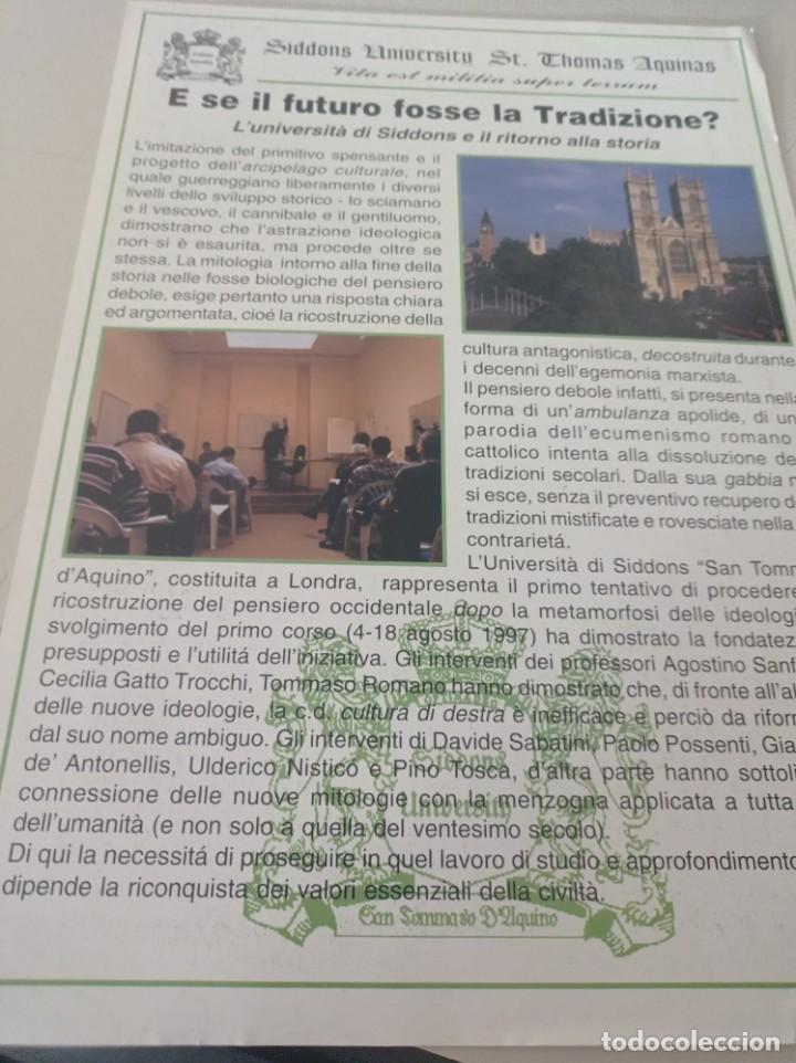 Cat&aacute;logos publicitarios: HOJA DOS CARAS PROPAGANDA POLITICA FORZA NUOVA ITALIA/ SIDDONS UNIVERSITY REF. UR EST