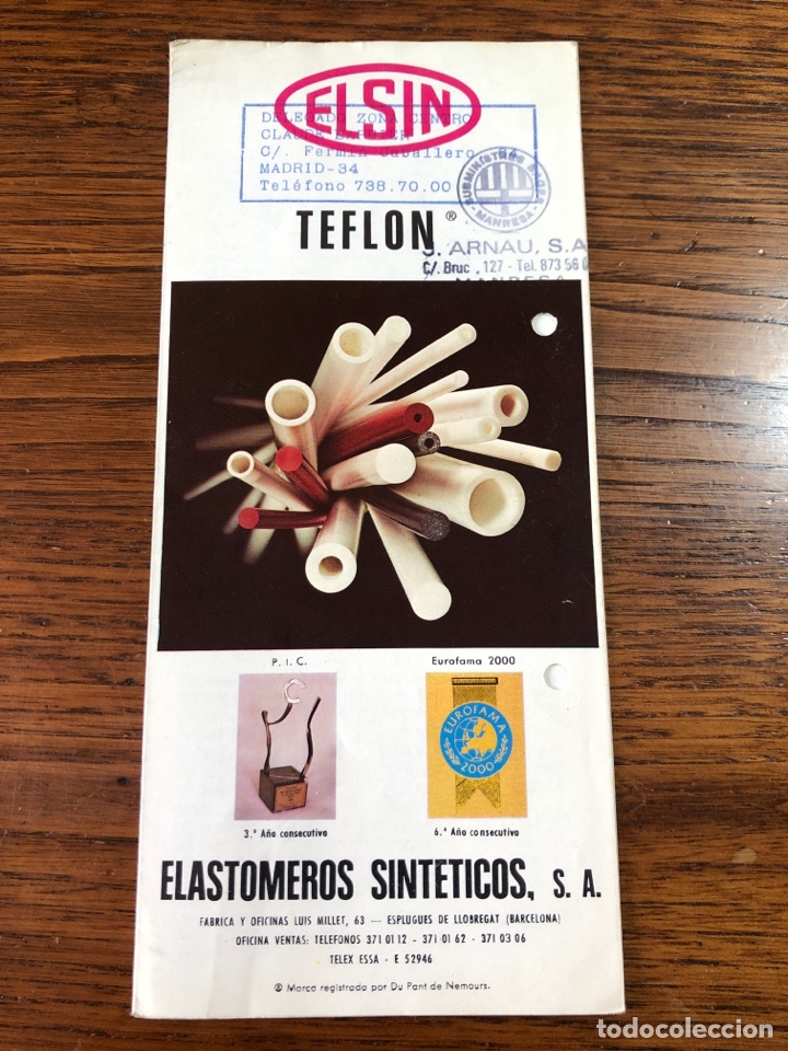 Cat&aacute;logos publicit&aacute;rios: FOLLETO CAT&Aacute;LOGO ELSIN TEFLON ELASTOMETROS SINT&Eacute;TICOS
