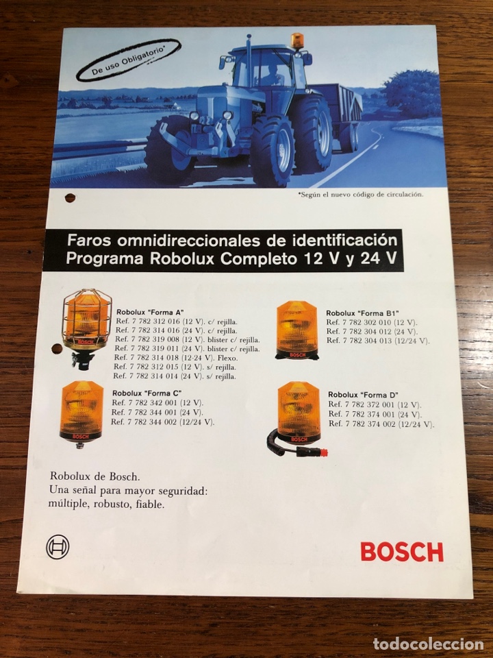Cat&aacute;logos publicit&aacute;rios: FOLLETO CAT&Aacute;LOGO FAROS ROBOLUX BOSCH TRACTOR
