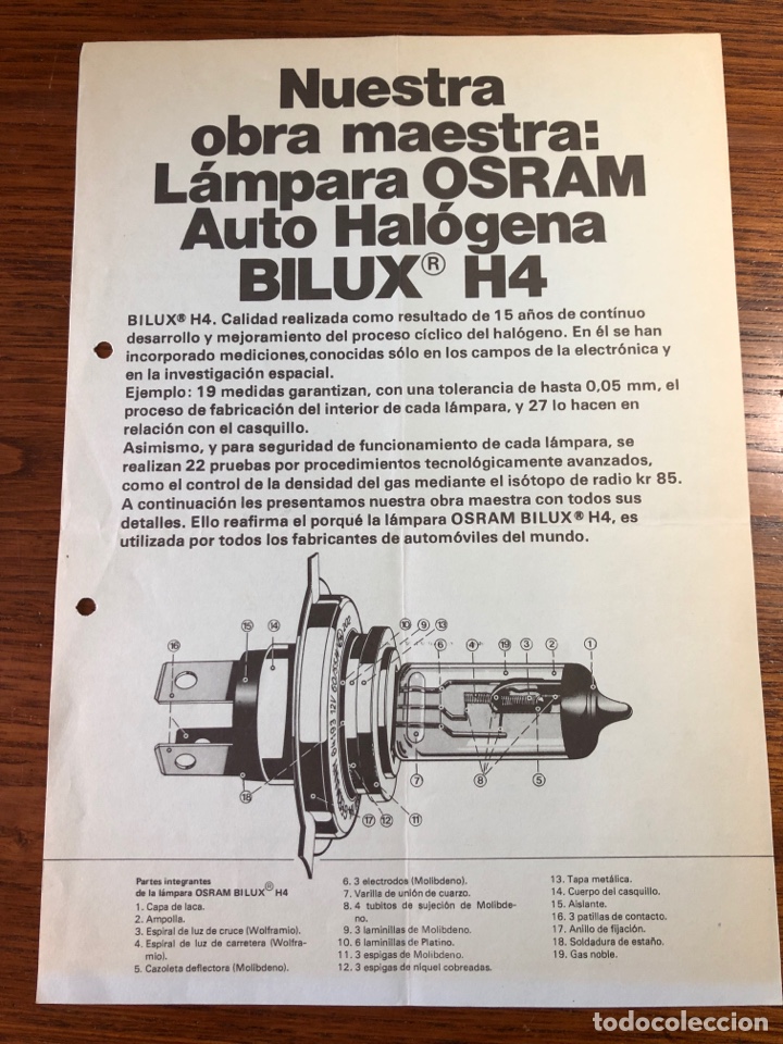 Cat&aacute;logos publicitarios: FOLLETO CAT&Aacute;LOGO L&Aacute;MPARA OSRAM AUTO HAL&Oacute;GENA BILUX H4