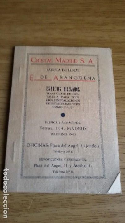 Cat&aacute;logos publicit&aacute;rios: Cat&aacute;logo Cristal Madrid Fabrica de lunas E. de Arang&uuml;ena Madrid 1931. 16 x 11 cm