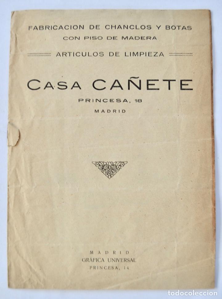 Cataloghi pubblicitari: Cat&aacute;logo Comercial.Casa Ca&ntilde;ete. Chanclos y Botas y Art&iacute;culos Limpieza. Princesa,18.Madrid.Circa 1920