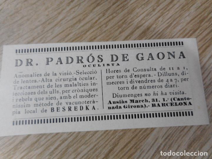 Cat&aacute;logos publicitarios: ANTIGUA PUBLICIDAD.DR.PADROS GAONA.OCULISTA-ACADEMIA AINAUF.MUSICA.PIANO VIOLIN.BARCELONA A&Ntilde;OS 30