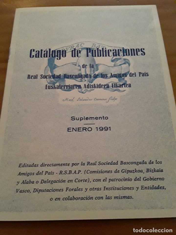 Werbekataloge: CATALOGO DE PUBLICACIONES DE LA REAL SOCIEDAD BASCONGADA DE LOS AMIGOS DEL PAIS.SUPLEMENTO.ENE. 1991