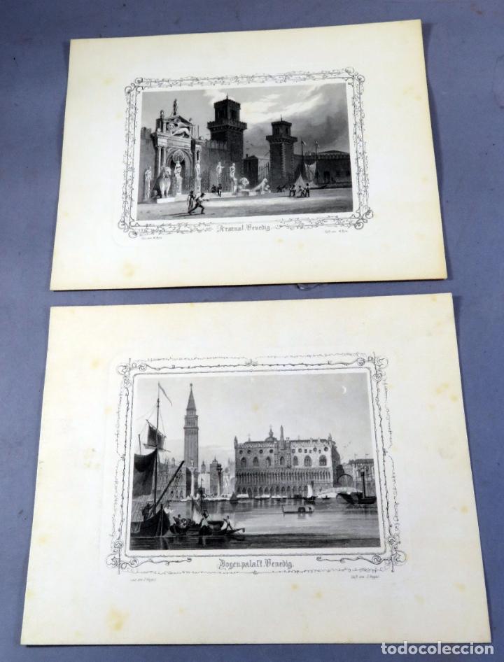 Cat&aacute;logos publicitarios: 2 l&aacute;minas publicidad farmacia Medix laboratorios vistas Venecia Palacio Dogos y Arsenal 1970