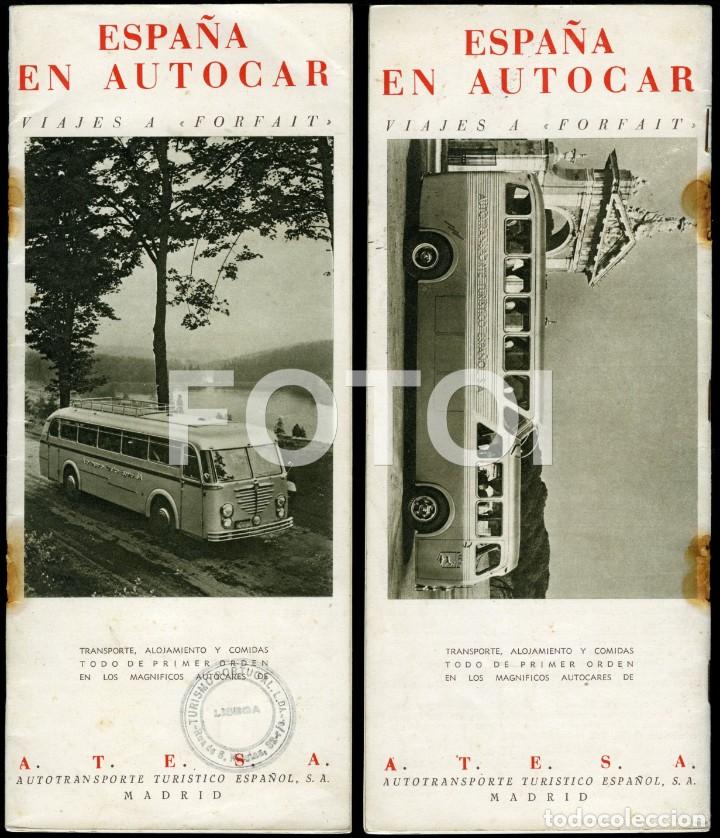 Cat&aacute;logos publicitarios: FOLLETO REGRAPADO ESPA&Ntilde;A EN AUTOCAR VIAJES FORFAIT BUS AUTOBUS PEGASO A&Ntilde;OS 50