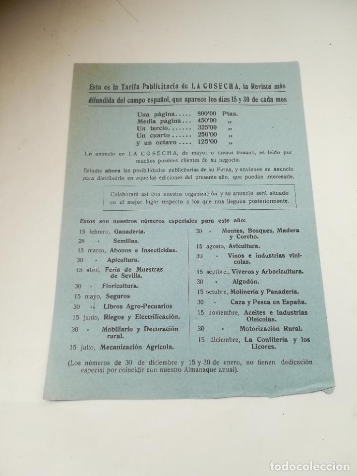 Catalogues publicitaires: TARIFA PUBLICITARIA. LISTA DE PRECIOS. REVISTA LA COSECHA. VER