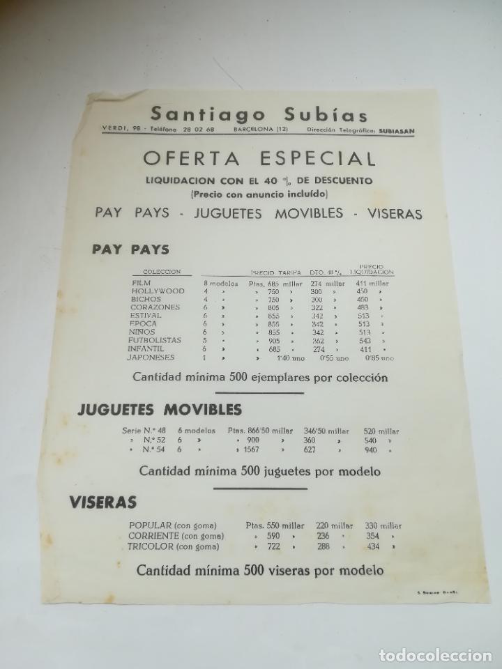 Cat&aacute;logos publicit&aacute;rios: HOJA PUBLICITARIA. PAY PAYS, JUGUETES MOVIBLES, VISERA. SANTIAGO SUBIAS. BARCELONA. CON PRECIOS. VER