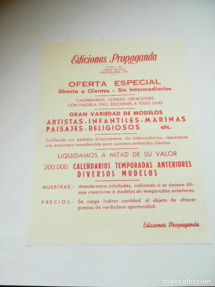 Cat&aacute;logos publicit&aacute;rios: HOJA PUBLICITARIA. EDICIONES PROPAGANDA. OFERTA ESPECIAL. CALENDARIOS. 1963. TAMA&Ntilde;O FOLIO. VER