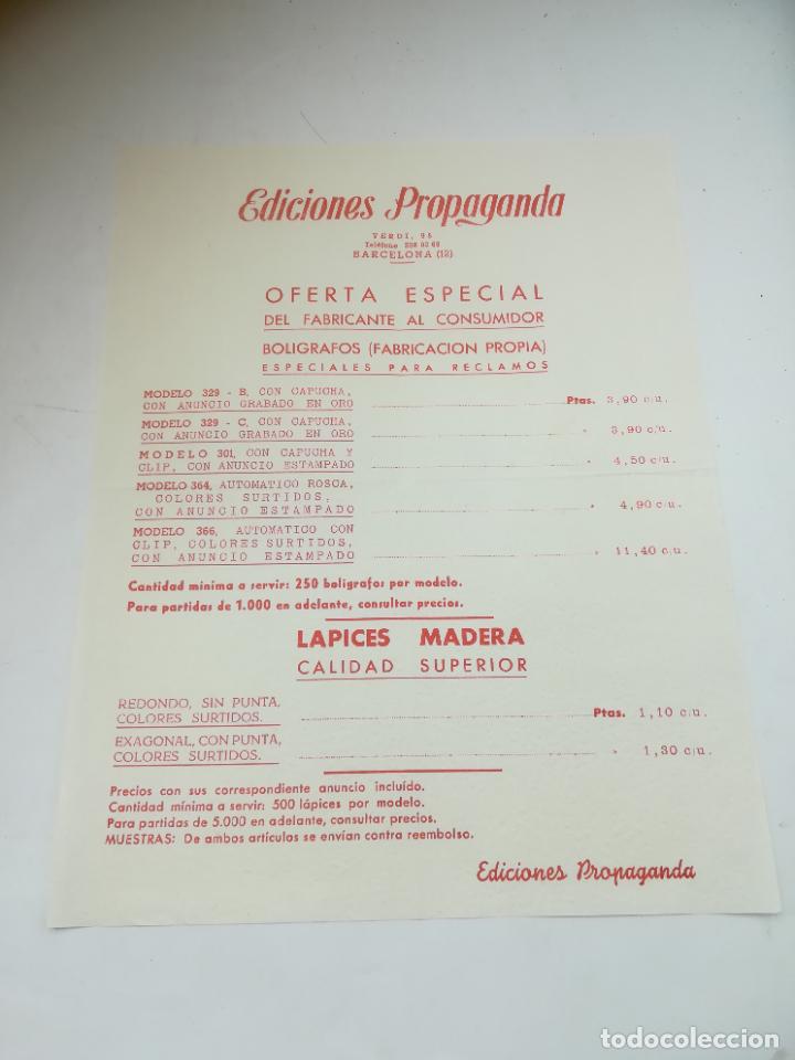Cat&aacute;logos publicit&aacute;rios: HOJA PUBLICITARIA. EDICIONES PROPAGANDA. OFERTA ESPECIAL.BOLIGRAFOS Y LAPICES. TAMA&Ntilde;O FOLIO. VER