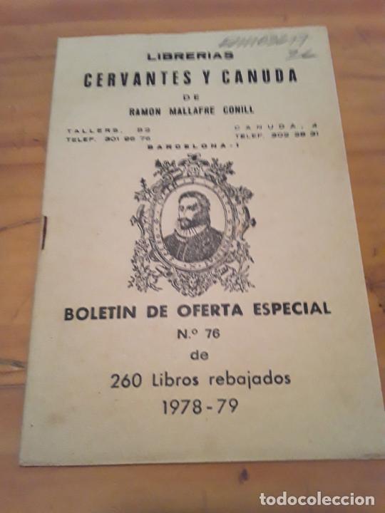 Catalogues publicitaires: CATALOGO.LIBRERIA CERVANTES Y CANUDA DE RAMON MALLAFRE CONILL.BOLETIN OFERTA ESPECIAL N.76.1978-79.