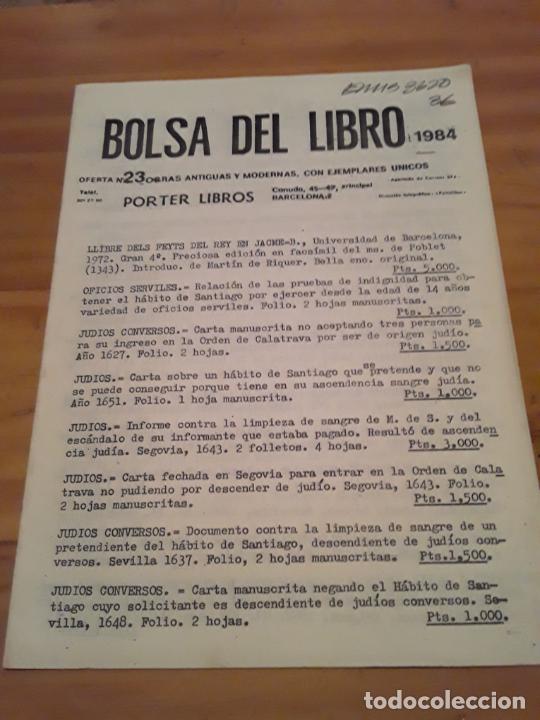 Catalogues publicitaires: BOLSA DEL LIBRO.OBRAS ANTIGUAS Y MODERNAS CON EJEMPLARES UNICOS.1984.