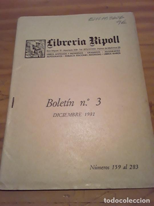 Catalogues publicitaires: LIBRERIA RIPOLL. CATALOGO NUM.3.DICIEMBRE 1981.NUM.159-283.