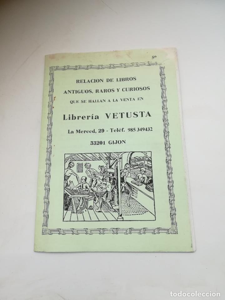 Catalogues publicitaires: LIBRERIA VETUSTA. RELACION DE LIBROS ANTIGUOS, RAROS Y CURIOSOS. N&ordm; 59. GIJON. VER