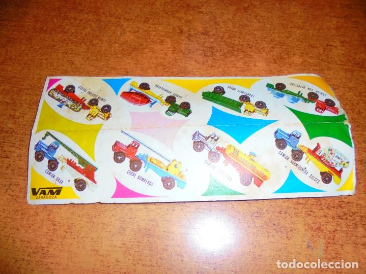 Werbekataloge: DOBLE ETIQUETA DE JUGUETES CON BOLSA: CAMI&Oacute;N VAM, ZARAGOZA (VALERIANO AGUILAR MONFORTE) A&Ntilde;OS 60-70