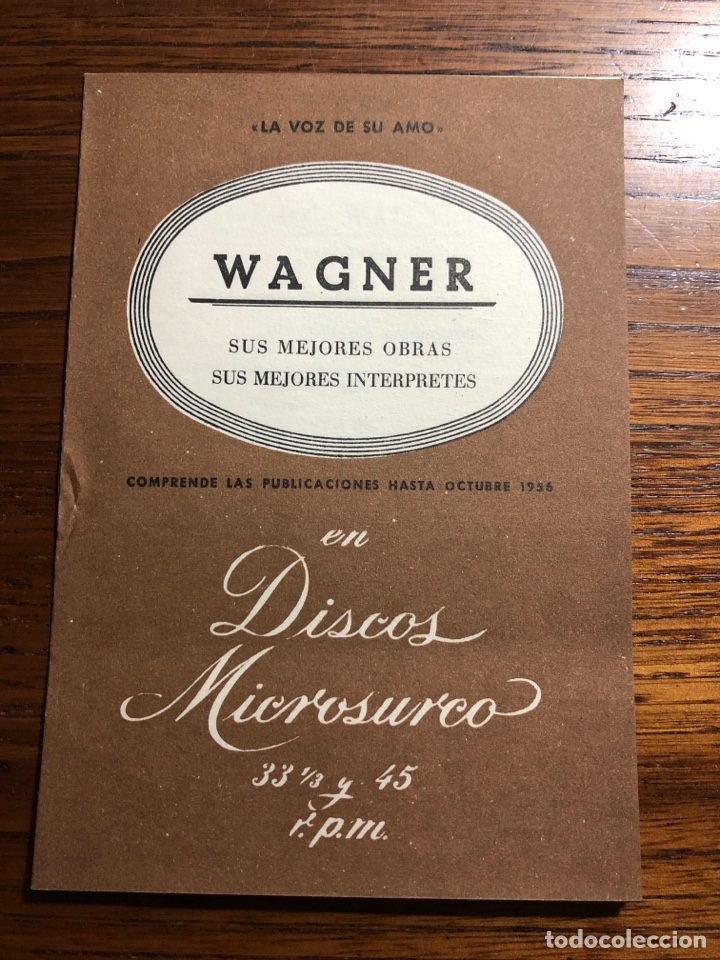 Cat&aacute;logos publicit&aacute;rios: CAT&Aacute;LOGO DISCOS MICROSURCO WAGNER LA VOZ DE SU AMO 1956