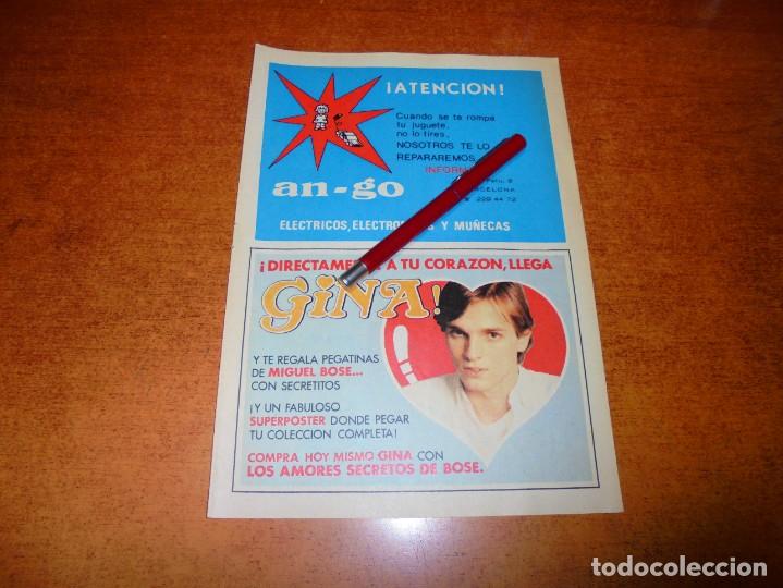 Cat&aacute;logos publicitarios: PUBLICIDAD 1979: REPARACI&Oacute;N DE JUGUETES AN-GO (BARCELONA) / REVISTA GINA CON MIGUEL BOS&Eacute;