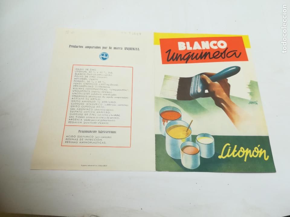 Werbekataloge: FOLLETO PUBLICITARIO. BLANCO UNQUINESA. LITOPON. INFORMACION Y LISTA DE PRODUCTOS. VER