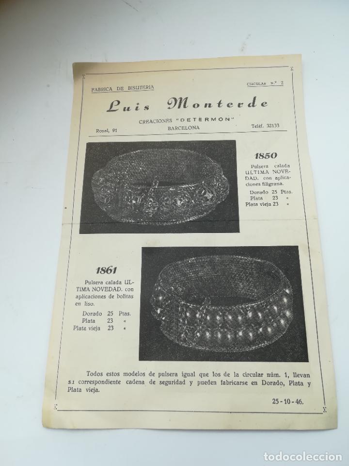 Werbekataloge: PUBLICIDAD. FABRICA DE BISUTERIA. LUIS MONTERDE. BARCELONA. PULSERAS CALADAS. VER DORSO