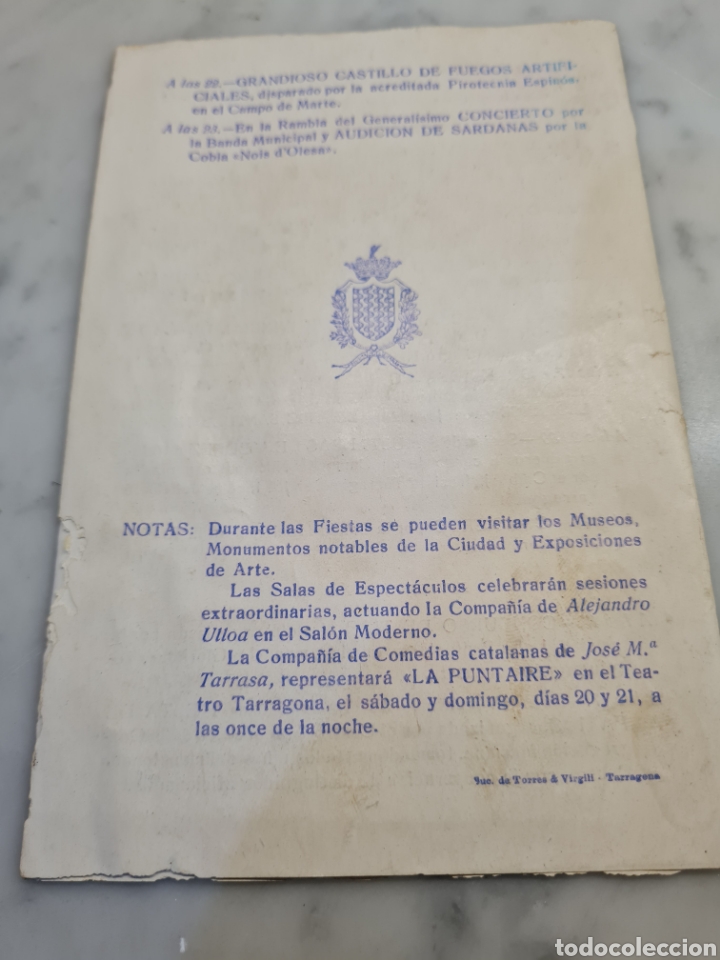 Cat&aacute;logos publicitarios: Fiestas de Santa Tecla 1947 programa - Foto 2