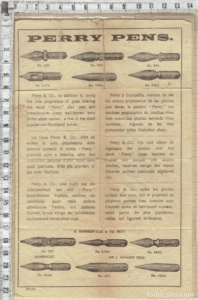 Advertising Catalogs: HOJA PUBLICITARIA 6 IDIOMAS PERRY PENS. 1910/20.
