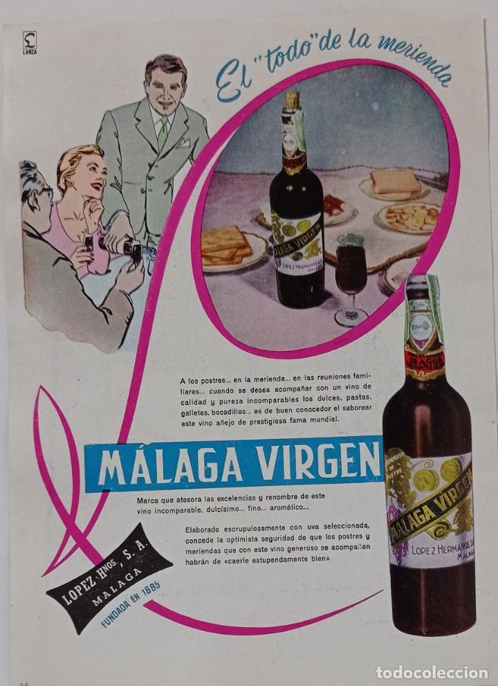 Cataloghi pubblicitari: MALAGA VIRGEN , PUBLICIDAD HOJA SUELTA PUBLICACION A&Ntilde;OS 50 .( 15 X 20,5 CM ).