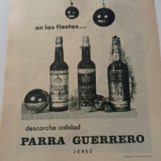 Catálogos publicitarios: PUBLICIDAD JEREZ PARRA GUERRERO, HOJA SUELTA PUBLICACION AÑOS 60. ( 21 X 26 CM ).. Lote 314572743
