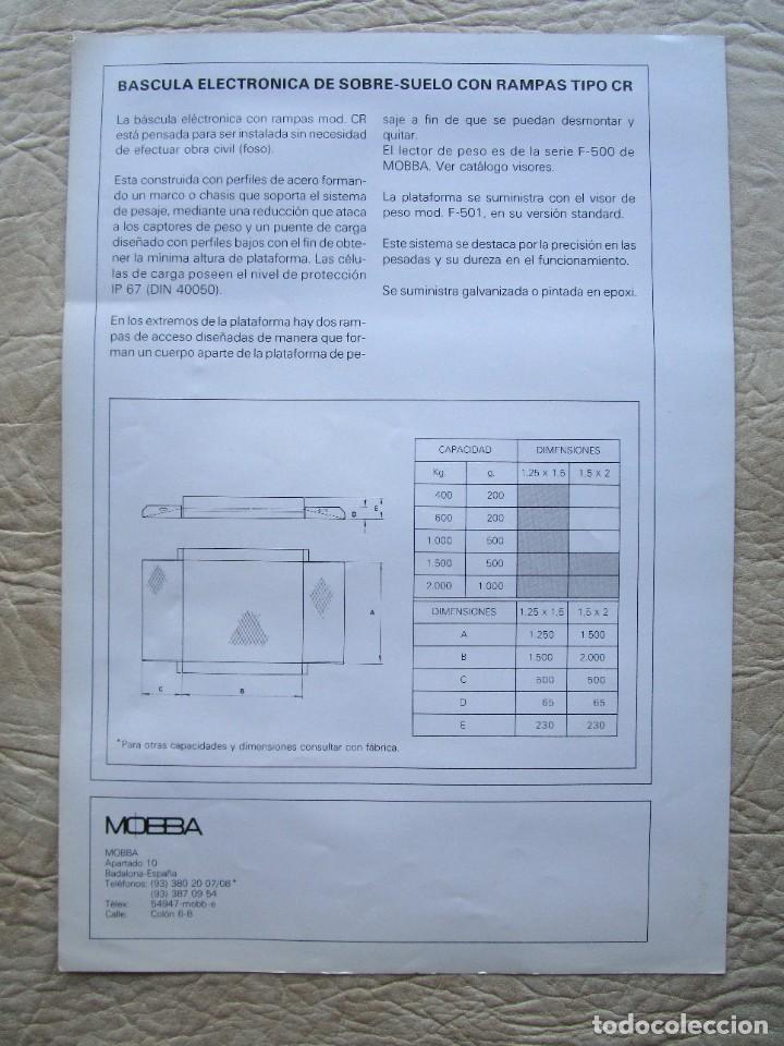 Cat&aacute;logos publicitarios: antiguo catalogo basculas mobba serie CR - Foto 2