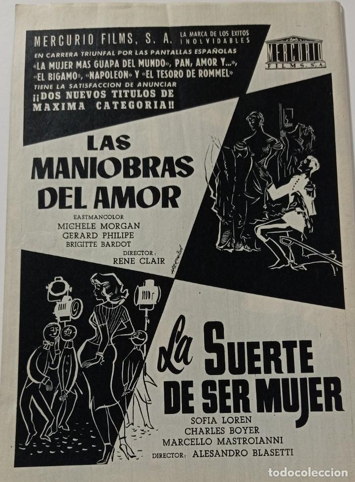 Advertising Catalogs: LAS MANIOBRAS DEL AMOR,LA SUERTE DE SER MUJER HOJA SUELTA PUBLICACION A&Ntilde;OS 50. ( 19 X 26 CM ).